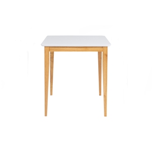 Strong White Rectangular Dining <b>Table</b> in Natural Malaysian Oak <b>Solid</b> <b>Wood</b> Legs and Scandinavian 4-Seater Apartment Kitchen <b>Table</b> - Product Image 3