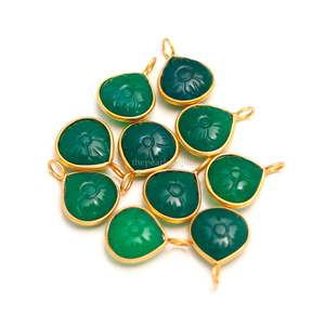 Colgante de flor de ónix verde natural, plata de ley 925, colgante de piedra preciosa tallada a mano, colgante de corazón para la elaboración de joyas - Product Image 4