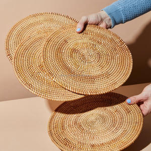 Best Selling Rattan Coaster and <b>Placemat</b> Set Various Sizes Dinnerware for Home Use - Product Image 1