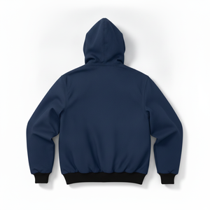 Chaqueta con Capucha y Cierre de Cremallera Alpine Trail, Color Azul Marino Sólido, Logotipo Bordado, Resistente al Viento, Ropa Casual de Invierno, Corte Regular - Product Image 2