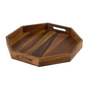 Bandeja de servir rectangular de madera de diseño vintage con asas, bandeja de madera para desayuno, decoración del hogar y uso otomano. - Product Image 3