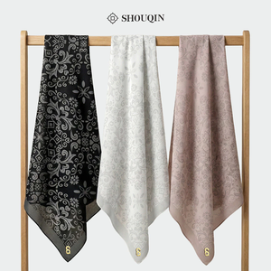 ผ้าพันคอสี่เหลี่ยมลายดอกไม้สวยงาม Shouqin ผ้าคลุมศีรษะสำหรับผู้หญิงมุสลิม ป้องกันรอยยับ พิมพ์ลายดิจิทัล ใช้ได้ทุกวัน/ละหมาด/งานแต่งงาน/รอมฎอน/อีด - Product Image 5