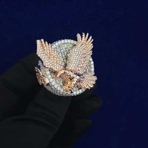 Bagues aigle en grappe coupe baguette bagues de fiançailles Hip Hop personnalisées ou cadeau d'anniversaire de mariage bagues en argent sterling 925 glacées - Product Image 3