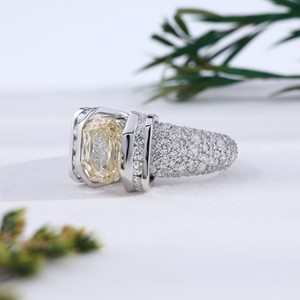 Luxury White Gold Yellow Radiant Cut Diamond Full Pave <b>Dome</b> Band Heavy Statement Cocktail <b>Ring</b> Unisex Fine Jewelry - Product Image 2