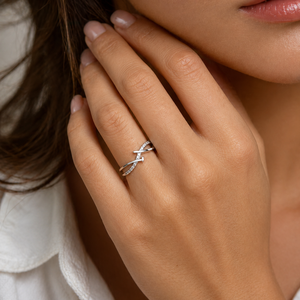 "925 Sterling <b>Silver</b> Women's Criss <b>Cross</b> Wrap <b>Ring</b> with Cubic Zirconia Minimalist Modern High Polish Finish Daily Wear Wedding P - Product Image 4