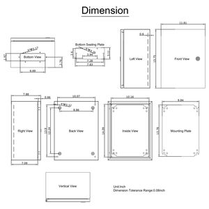 Armadio Elettrico NEMA 4X in Acciaio Inossidabile 16 X 12 X 8 Piedi IP67 Impermeabile e Antipolvere per Uso Esterno/Interno - Product Image 6