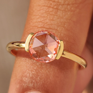 Anillo de Compromiso Solitario con Diamante Corte Rosa Redondo, Anillo de Novia de Oro Sólido, Elegante Anillo de Propuesta para Mujer, Joyería Fina, Regalo - Product Image 1