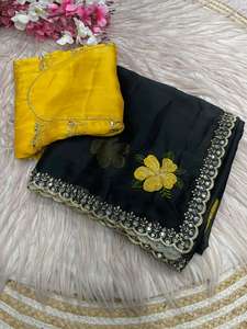 Sari de Seda Rangoli de Diseño Exclusivo con Blusa Elegante, Moderno y Estilizado, Última Moda India, para Fiestas, Casual, para Mujer - Product Image 4