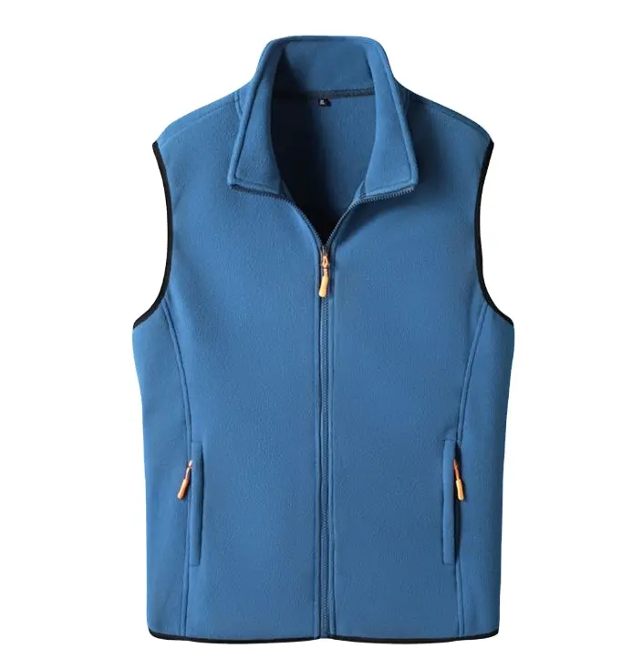 Men's Winter Fleece Lined Vest Plus Size Sleeveless Full Zipper Stand Collar Warm Vest Thick Lamb Wool Jacket Outdoor Sol