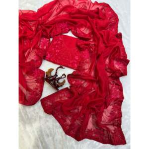 Saree de créateur pour femme avec broderie en fil multicolore - Product Image 5