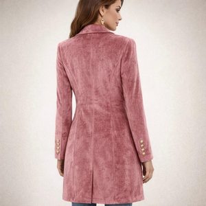 Manteau en velours rose victorien pour femme, veste longue vintage pour l'hiver, manteau élégant et cintré - Product Image 2