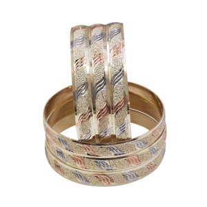 Wholesale Mix Design 3 Tone Gold Plated Textured Design 10MM <b>Bangles</b> <b>Set</b> Traditional Multi-Tone <b>Bangle</b> Tri color Fashion <b>Bangles</b> - Product Image 4