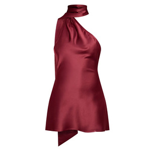 Hot Selling Burgundy Sexy Women Summer <b>Halter</b> Neck <b>Backless</b> Skinny Bodycon Breathable Mini <b>Dress</b> Silk Lining Satin Party <b>Dress</b> - Product Image 3