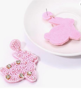 ราคาที่ดีที่สุดต่างหูลูกปัดอีสเตอร์ไข่มีความสุขต่างหูลูกปัดสีม่วงและสีชมพูสำหรับผู้หญิงเครื่องประดับแฟชั่นหัตถกรรม - Product Image 2