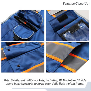BIG TEN APPAREL Hi Visibility Reflective Safety Vest Unisex Polyester Workwear Pockets Zipper Closure Waterproof Needle - Product Image 6