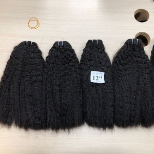 100% Natural Black 1B Cuticle Aligned Remy Human Hair High Quality Kinky Straight Weft No <b>Tangles</b> No Shedding - Product Image 1