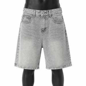 Shorts en jean personnalisés pour hommes, style baggy surdimensionné, streetwear, fabricant OEM ODM - Product Image 1