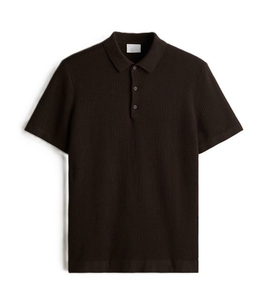 Polo en coton Oxford jaune à manches courtes pour homme, coupe classique, style décontracté avec logo frontal et boutons - Product Image 6