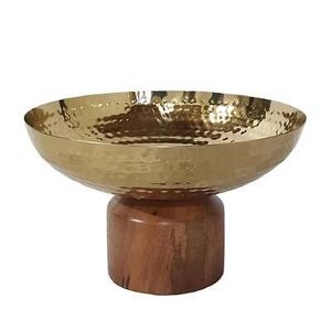 Modern Metal And Wooden Food Serving Bowl New Arrival Stylish Customized New Design Decorative Serving Bowl For Home Hotel Use - Product Image 1
