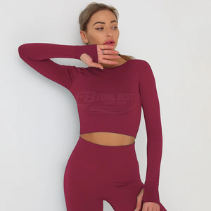 Conjunto Deportivo de Dos Piezas para Mujer, Ligero, Sólido, Sin Mangas, Elástico en Cuatro Direcciones, Spandex/Nailon, Cintura Alta, para Gimnasio, Yoga, Fitness - Product Image 2