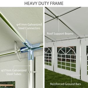 Tenda per Feste in PVC e Poliestere Bianca 40FT X 20FT con Pareti Laterali Rimovibili e 12 Finestre per Matrimoni ed Eventi BBQ - Product Image 4