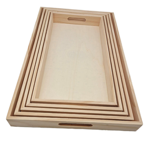 Plateau rectangulaire en bois de pin sculpté, plateau en bois à angle droit pour service de thé d'hôtel, rangement domestique, cuisine, aliments - Product Image 5