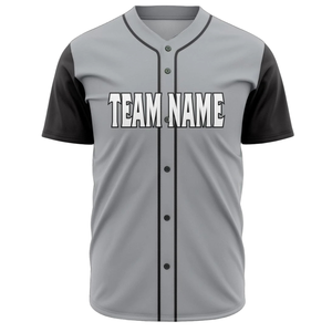 เสื้อเบสบอลผู้ชายสีเทา-ดำแบบติดกระดุม เสื้อทีมซอฟต์บอลระบายอากาศได้ดี เสื้อกีฬาสำหรับฝึกซ้อม - Product Image 2