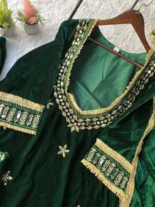 ชุดสูทพลัสโซใส่ทำงานกระจกกำมะหยี่พร้อมเสื้อปักลายและผ้าลูกไม้สำหรับฤดูหนาวสไตล์ชนเผ่าเครื่องแต่งกายสำหรับงานปาร์ตี้ - Product Image 5