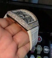 Reloj Personalizado con Movimiento Automático, Cristal de Zafiro, Esfera Grande, Diamantes Moissanite, Correa de Goma