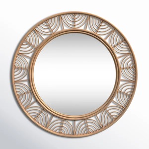 Handmade Round Rattan Frame Contemporary Design Wall <b>Mirror</b> with Smooth Edge and Customizable Thickness From REHMAN <b>CRAFT</b> - Product Image 1