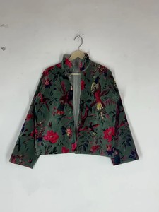 Handmade Velvet Printed Autumn Reversible Eco-Friendly Indian Women Regular Length Coat - Product Image 3