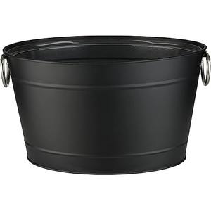 Moderna Maceta de Metal Negro Estilo Rústico, Libre de BPA, Recipiente de Almacenamiento, Centro de Mesa, Tina Ovalada para Fiestas, Enfriador de Cerveza y Vino con Asas de Anillo - Product Image 1