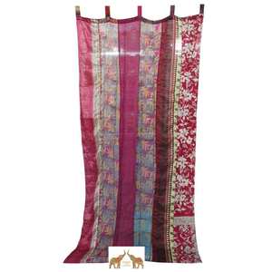 Premium Silk Saree <b>Door</b> Curtain with Elegant Multicolor Fabric Panel for Home Partition Window Decoration and Interior Styling - Product Image 1