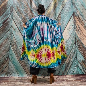 1 pièce Robe Kaftan Kimono Bandeau Col en V profond Tie-Dye pour l'été, les soirées, les vacances, style bohème et plage - Product Image 6