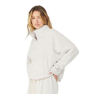 เสื้อแขนยาวซิปครึ่งตัว สไตล์มินิมอล เสื้อสเวตเชิ้ตซิปสั้น น้ำหนักเบา สบายๆ คอตั้งเรียบง่าย มีกระเป๋าจิงโจ้ - Product Image 4