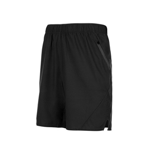 Shorts de sport taille haute rouge avec cordon de serrage, poches latérales, coupe classique, en polyester tissé, bordure en dentelle, séchage rapide - Product Image 3