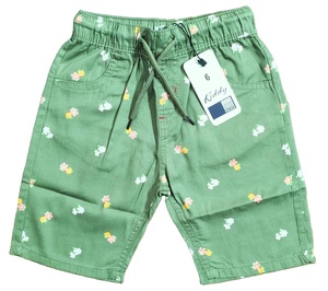 Summer 100% Cotton Breathable Eco-Friendly Boy's Shorts 4-10 Years Casual Elastic Waist Plain Dyed with Pattern Decoration - Product Image 4