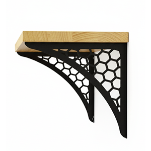 Estante de pared decorativo de madera con soportes hexagonales de metal, estantería flotante para sala de estar, oficina, baño, almacenamiento. - Product Image 4