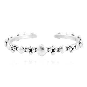 Geometric Studded Open <b>Cuff</b> Sterling <b>Silver</b> Charm <b>Bracelet</b> Antique <b>Silver</b> Adjustable Minimalist Modern Unisex Jewelry Piece - Product Image 3