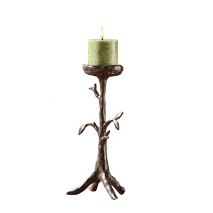 Porte-bougie au design élégant et raffiné, de haute qualité, finition brune, en aluminium coulé, personnalisé, fait main, décoration d'intérieur - Product Image 3