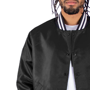Veste bomber en satin à manches longues, respirante, à séchage rapide, de couleur unie, tendance, sur mesure, de qualité supérieure - Product Image 5