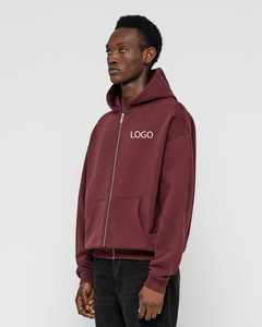 Premium Custom Full Zip Hoodies Men Heavyweight Cotton Fleece Oversized Streetwear Private Label OEM ODM Logo Sweatshirt - Product Image 2