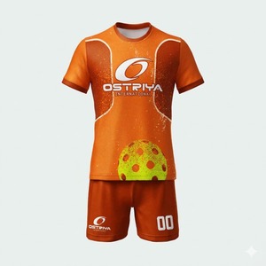 Impression par transfert thermique, logo personnalisé sur le devant, uniforme de pickleball d'été, qualité supérieure, anti-UV, col rond, coupe classique - Product Image 5