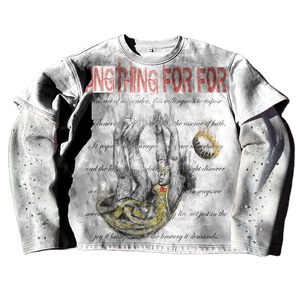 เสื้อยืดคอตตอนแขนยาวสองชั้นปักลายกราฟิกพิมพ์โลโก้ตามสั่ง สไตล์วินเทจ ลุคทำเก่า ซักนุ่ม สำหรับผู้ชาย ประดับด้วยคริสตัล - Product Image 4