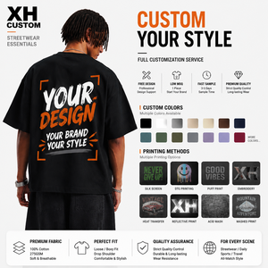275G Heavy <b>Weight</b> 100% Cotton Unisex Oversized Boxy Fit Streetwear <b>Blank</b> Tee Custom Logo Printing OEM ODM Clothing Manufacturer - Product Image 3