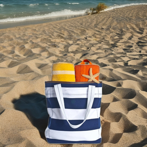 Customized New Elegant Design <b>Canvas</b> <b>Tote</b> <b>Bag</b> Stripe Beach <b>Bag</b> Selling Ladies <b>Bag</b> for Wholesale in India - Product Image 1