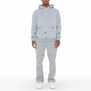 Conjunto Deportivo Gris para Hombre con Capucha, Sudadera y Pantalones con Estampado, Manga Larga, Estilo Casual, 100% Algodón, Corte Regular, para Otoño - Product Image 1