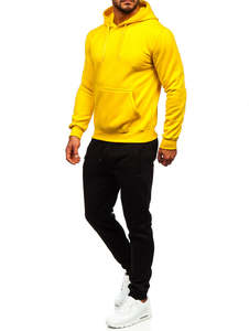 Sweat à capuche en molleton 100% coton jaune basique - Unisexe décontracté avec séchage rapide et respirant - Product Image 5