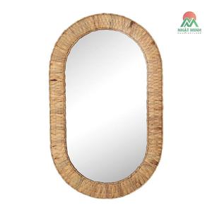 Oval Rattan Woven Boho Wall <b>Mirror</b> . Introduces warmth and bohemian charm to any room. - Product Image 1