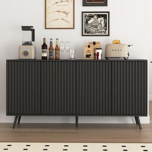 Credenza Lunga a 4 Ante in Legno, Mobile Buffet, Consolle, Bar Caffè, Armadietto Contenitore - Categoria Prodotti - Product Image 1